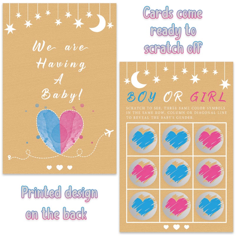 Senfaro Its a Boy Tic Tac Toe Board Gender Reveal Scratch Off Scratcher Lottery Tickets Cards Double Sided Gender Announcement Cards Family Friends Baby Shower Game 25 Pack - Image 3